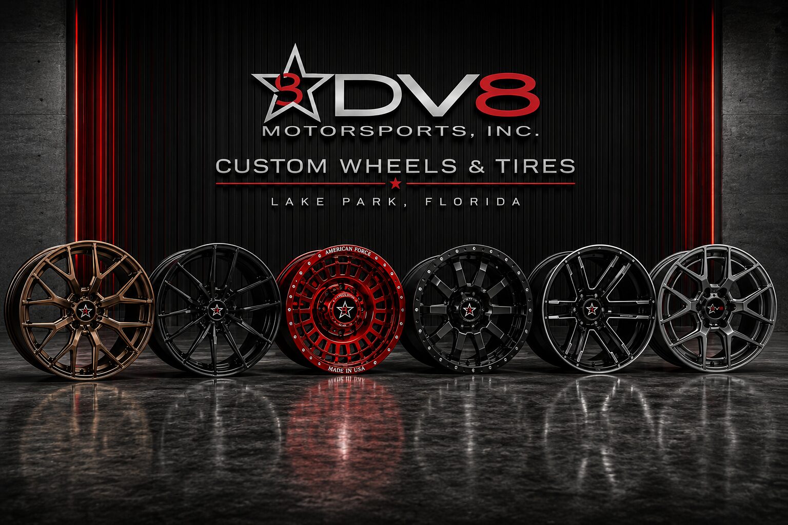Custom wheels and tires South Florida DV8 Motorsports Lake Park FL